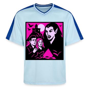 Comtesse vampire - T-shirt de foot unisexe en mesh - bleu clair/bleu foncé - Devant - AI Model Female 172 light (172cm) & AI Model Male 178 dark (178cm)