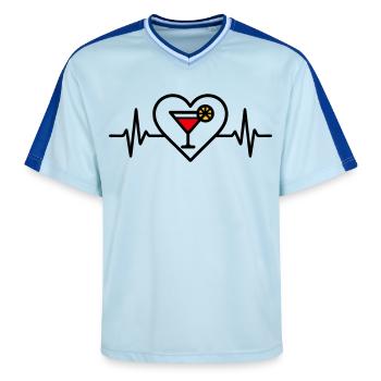 Cocktail Heart Aperitif Drink - Unisex Football Style Mesh T-Shirt - light blue/dark blue - Front - AI Model Female 172 light (172cm) & AI Model Male 178 dark (178cm)
