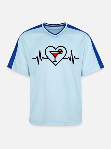 Cocktail Heart Aperitif Drink - Unisex Football Style Mesh T-Shirt - light blue/dark blue