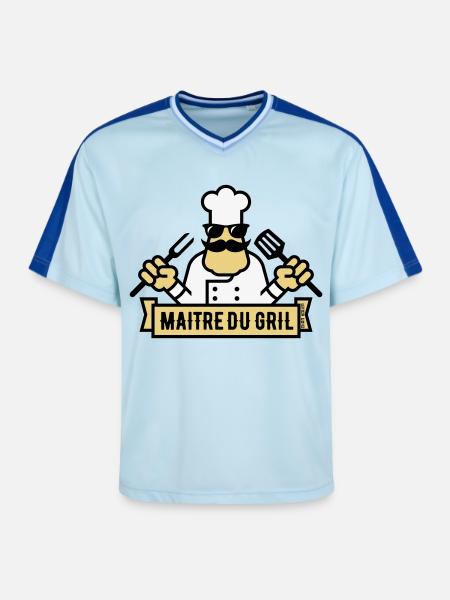 Grill Master (Grill / BBQ / BBQ / 3C) - Unisex Football Style Mesh T-Shirt - Hellblau/Dunkelblau