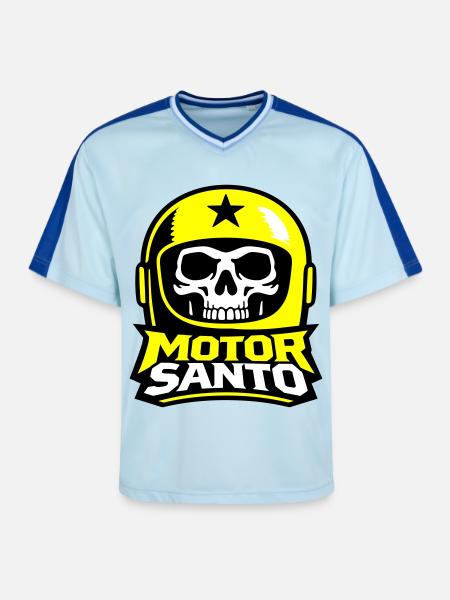 Motor Santo Skull Logo - Unisex Football Style Mesh T-Shirt - light blue/dark blue