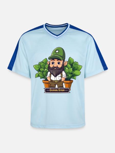 Green Gardener Gnome Comic - Unisex Football Style Mesh T-Shirt - light blue/dark blue
