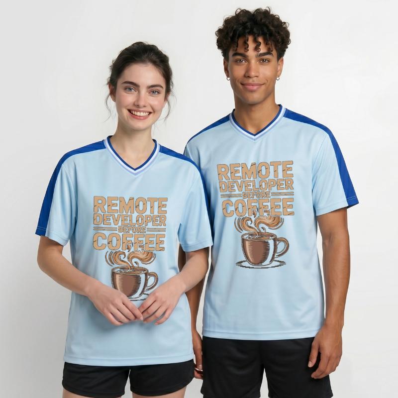 Remote Developer Before Remote Coder Coffee Lover Unisex Football Style Mesh T-Shirt