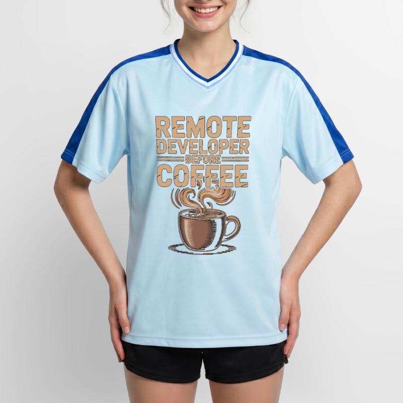 Remote Developer Before Remote Coder Coffee Lover Unisex Football Style Mesh T-Shirt