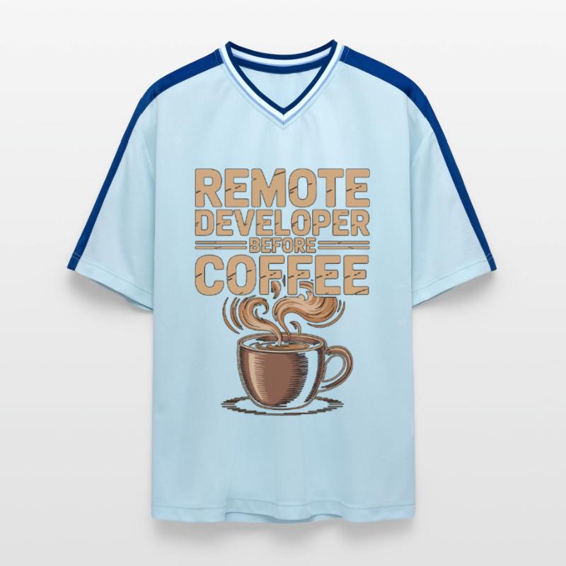 Remote Developer Before Remote Coder Coffee Lover Unisex Football Style Mesh T-Shirt