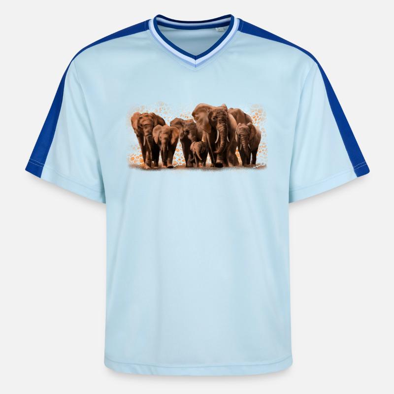 Eléphants - T-shirt de foot unisexe en mesh - bleu clair/bleu foncé