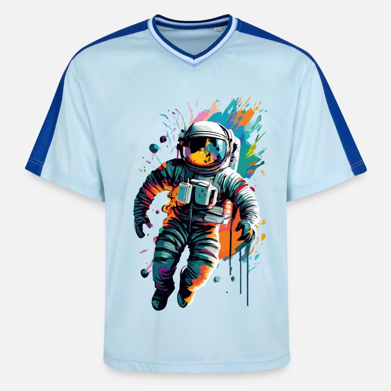 Astronaute dans l’espace spatial - Astronaut Space - T-shirt de foot unisexe en mesh - bleu clair/bleu foncé