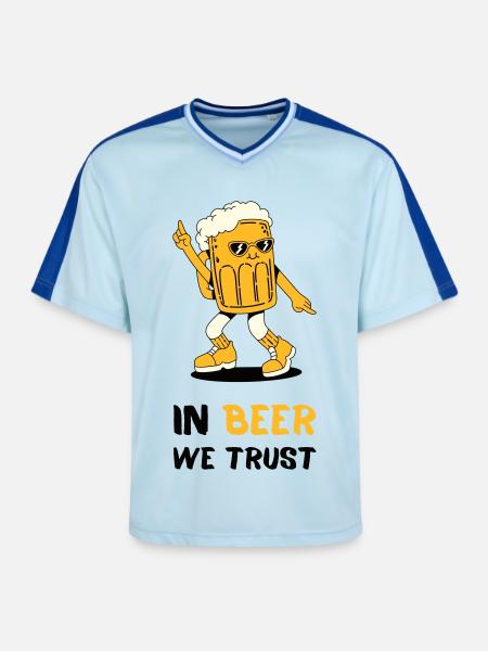 In Beer We Trust - Unisex Football Style Mesh T-Shirt - light blue/dark blue