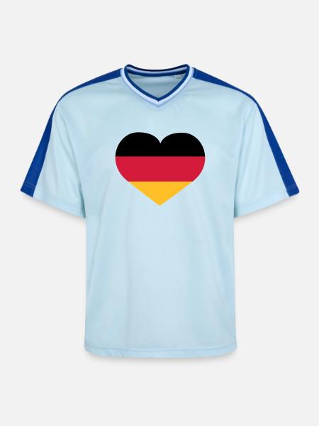 Deutschland Herz | Herz | Heart - Unisex Football Style Mesh T-Shirt - light blue/dark blue