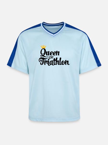 Queen of Triathlon - Unisex Football Style Mesh T-Shirt - light blue/dark blue