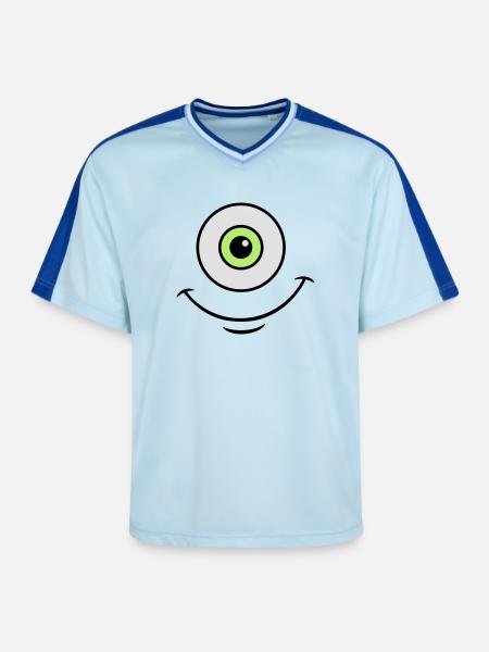 Mike - Unisex Football Style Mesh T-Shirt - Hellblau/Dunkelblau