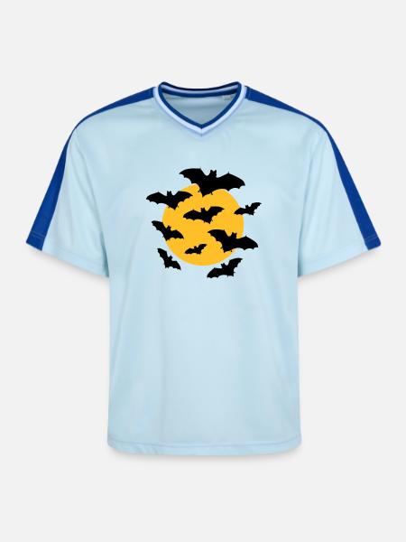 Bats & Moon - Unisex Football Style Mesh T-Shirt - light blue/dark blue