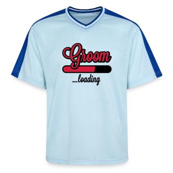 Groom loading | Stag Night - T-shirt de foot unisexe en mesh - bleu clair/bleu foncé - Devant - AI Model Female 172 light (172cm) & AI Model Male 178 dark (178cm)