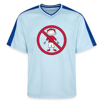 forbidden sign zone no child painted scribble com - Unisex Football Style Mesh T-Shirt - light blue/dark blue - Front - AI Model Female 172 light (172cm) & AI Model Male 178 dark (178cm)