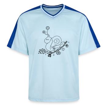 Wandern, Schnecke, hiking, snail - Unisex Football Style Mesh T-Shirt - Hellblau/Dunkelblau - Vorne - AI Model Female 172 light (172cm) & AI Model Male 178 dark (178cm)