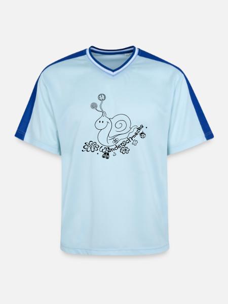 Wandern, Schnecke, hiking, snail - Unisex Football Style Mesh T-Shirt - Hellblau/Dunkelblau