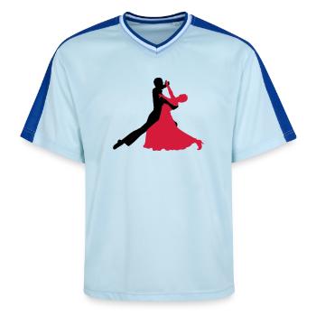 la danse de salon - T-shirt de foot unisexe en mesh - bleu clair/bleu foncé - Devant - AI Model Female 172 light (172cm) & AI Model Male 178 dark (178cm)