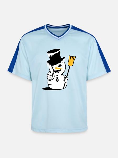 Cool snowman with thumbs up - Unisex Football Style Mesh T-Shirt - light blue/dark blue