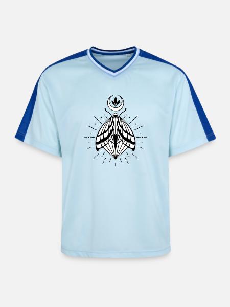 Moth moon crystal diamond firefly - Unisex Football Style Mesh T-Shirt - light blue/dark blue