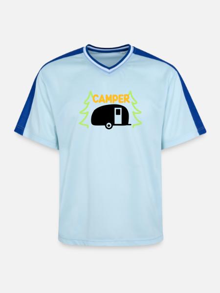 Camper - ready for vacation - Unisex Football Style Mesh T-Shirt - light blue/dark blue