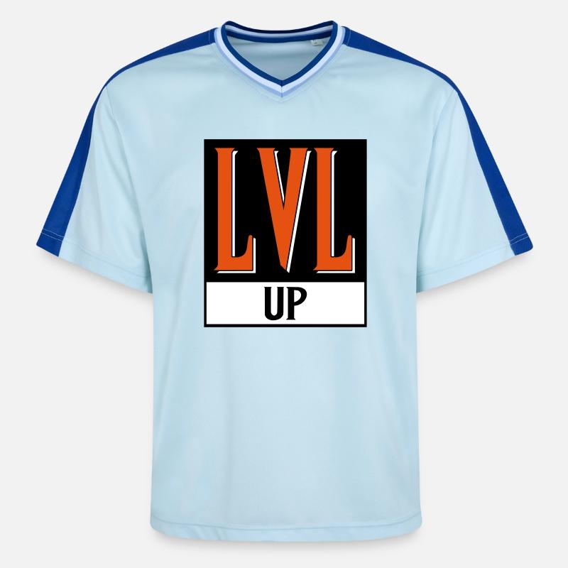 level up nerd cod - Unisex Football Style Mesh T-Shirt - light blue/dark blue