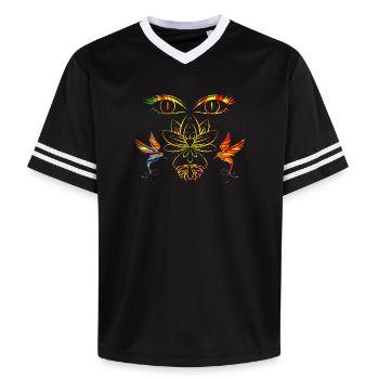 Zen-Gesicht - Unisex Football Style Mesh T-Shirt - Schwarz/Weiß - Vorne - AI Model Female 172 light (172cm) & AI Model Male 185 light (185cm)