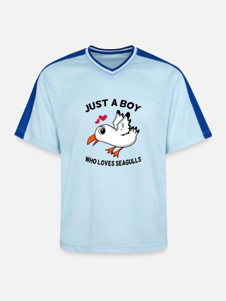 Möwe Spruch - Unisex Football Style Mesh T-Shirt - Hellblau/Dunkelblau