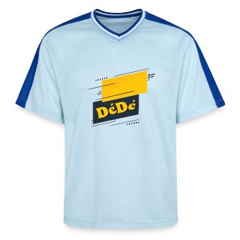 Dédé - Unisex Football Style Mesh T-Shirt - Hellblau/Dunkelblau - Vorne - AI Model Female 172 light (172cm) & AI Model Male 178 dark (178cm)