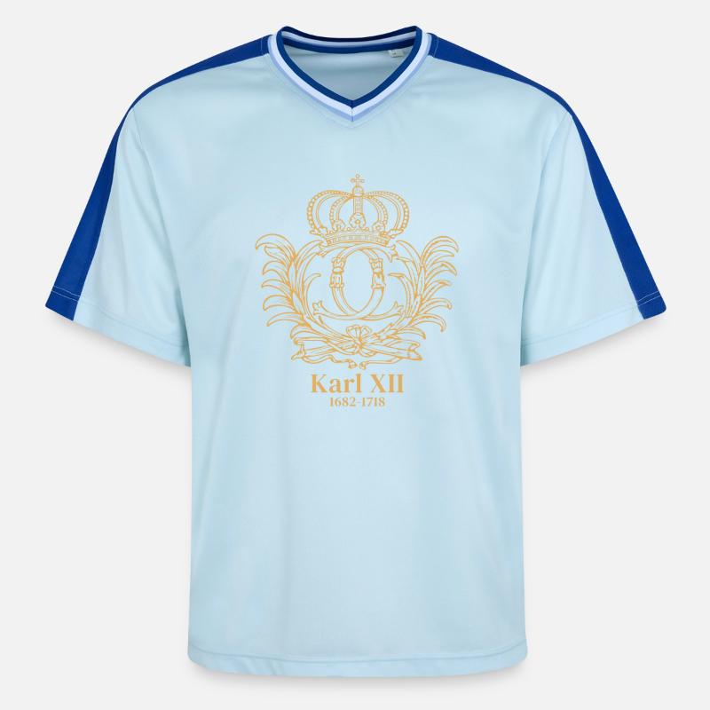 Karl XII - Monogramme - T-shirt de foot unisexe en mesh - bleu clair/bleu foncé