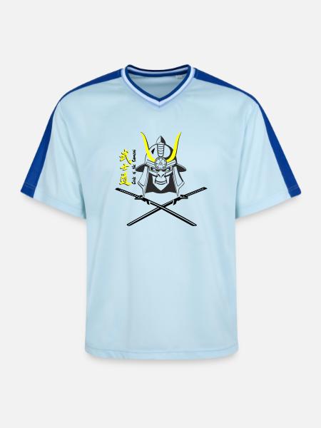 Samuraihelm Kabuto 5 - Unisex Football Style Mesh T-Shirt - Hellblau/Dunkelblau