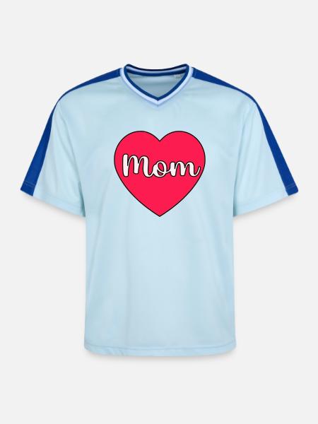 Mom Heart - Unisex Football Style Mesh T-Shirt - light blue/dark blue