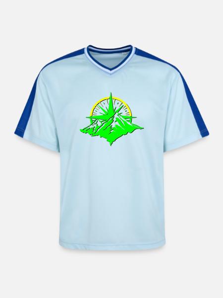 Compass With Mountain Silhouette - Unisex Football Style Mesh T-Shirt - light blue/dark blue
