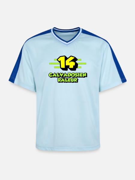 Complaining Calvadosian - Unisex Football Style Mesh T-Shirt - light blue/dark blue