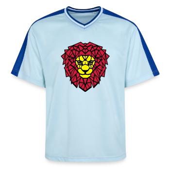 Loewe big cat - Unisex Football Style Mesh T-Shirt - light blue/dark blue - Front - AI Model Female 172 light (172cm) & AI Model Male 178 dark (178cm)