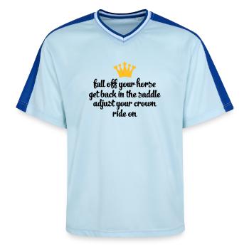 chevaucher - T-shirt de foot unisexe en mesh - bleu clair/bleu foncé - Devant - AI Model Female 172 light (172cm) & AI Model Male 178 dark (178cm)
