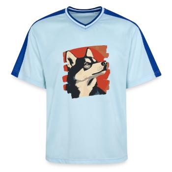 Husky - Unisex Football Style Mesh T-Shirt - light blue/dark blue - Front - AI Model Female 172 light (172cm) & AI Model Male 178 dark (178cm)