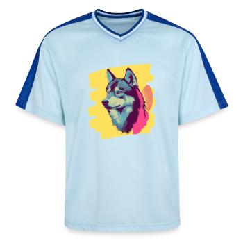 Husky - Unisex Football Style Mesh T-Shirt - light blue/dark blue - Front - AI Model Female 172 light (172cm) & AI Model Male 178 dark (178cm)
