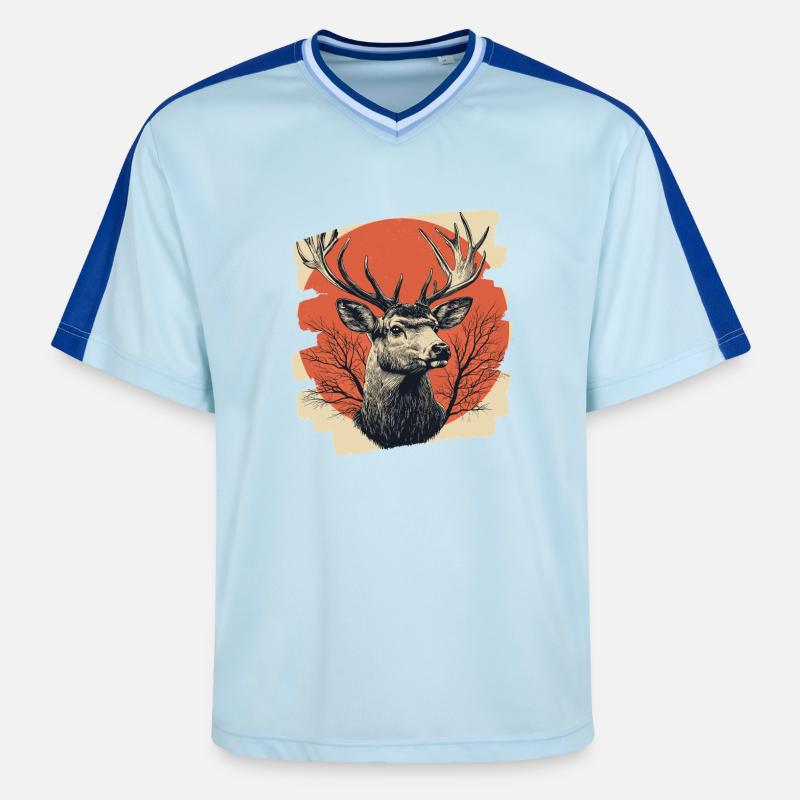 Cerf avec bois - T-shirt de foot unisexe en mesh - bleu clair/bleu foncé