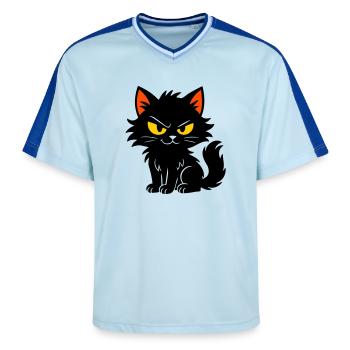 Süßes Kätzchen - Unisex Football Style Mesh T-Shirt - Hellblau/Dunkelblau - Vorne - AI Model Female 172 light (172cm) & AI Model Male 178 dark (178cm)