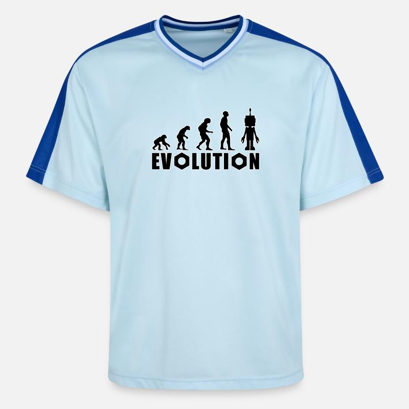 Evolution from human to android - Unisex Football Style Mesh T-Shirt - light blue/dark blue