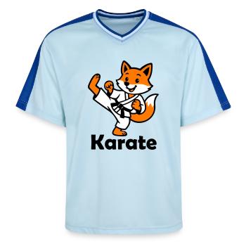 Karate Fox - Unisex Football Style Mesh T-Shirt - light blue/dark blue - Front - AI Model Female 172 light (172cm) & AI Model Male 178 dark (178cm)