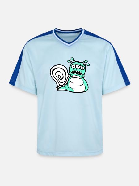 snail alien monster Halloween extraterrestrial - Unisex Football Style Mesh T-Shirt - light blue/dark blue