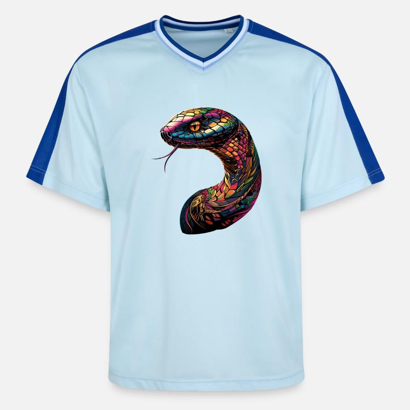 Schlange Python Kobra Klapperschlange Schlangen - Unisex Football Style Mesh T-Shirt - Hellblau/Dunkelblau