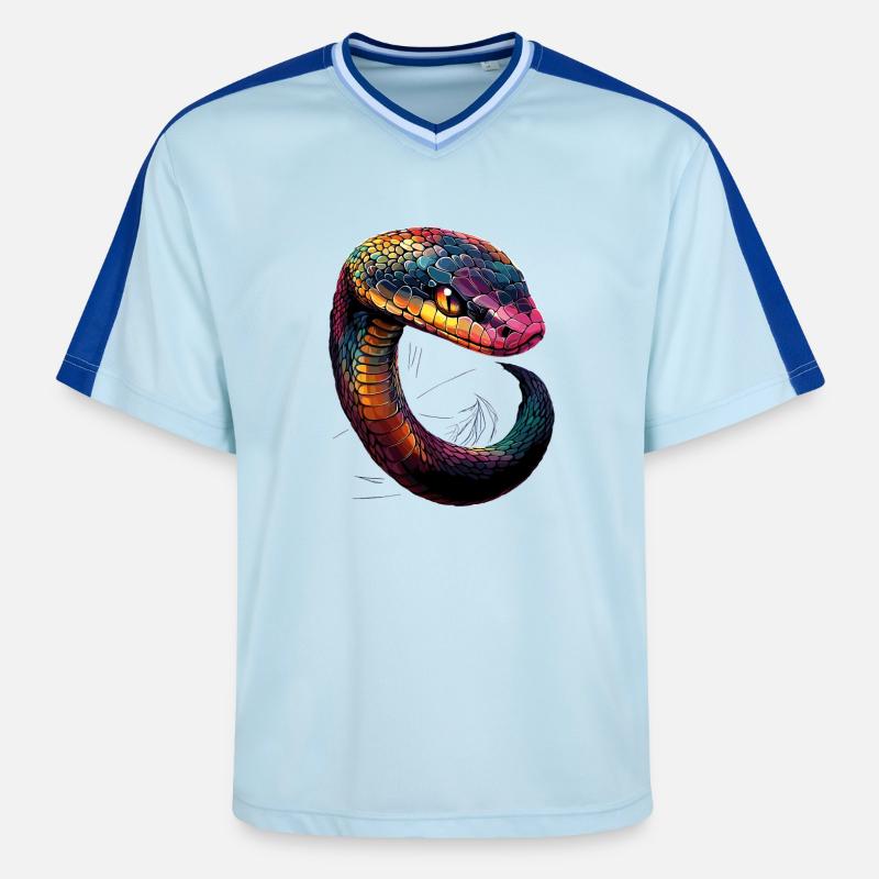 Schlange Python Kobra Klapperschlange Schlangen - Unisex Football Style Mesh T-Shirt - Hellblau/Dunkelblau