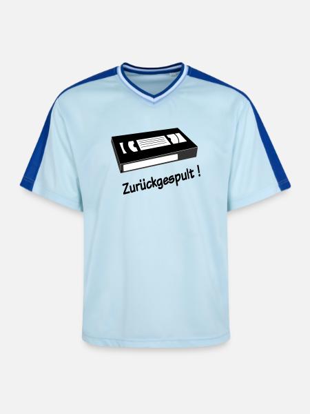 Rembobiné - T-shirt de foot unisexe en mesh - bleu clair/bleu foncé