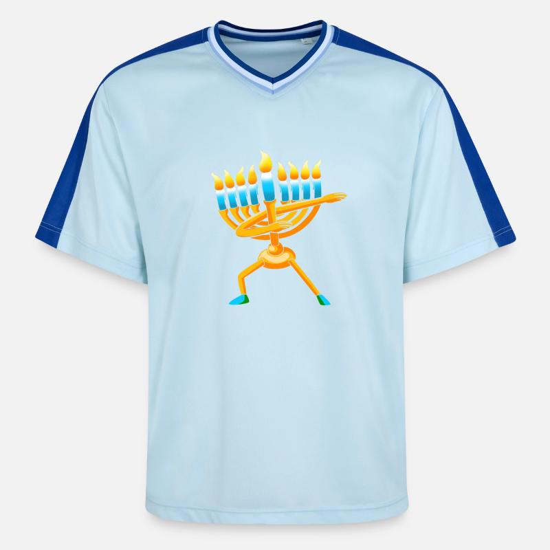 Hanoukka Hanoukka Hanoucca - T-shirt de foot unisexe en mesh - bleu clair/bleu foncé