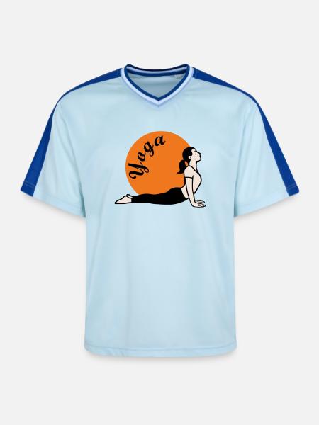 Yoga Love - Unisex Football Style Mesh T-Shirt - Hellblau/Dunkelblau