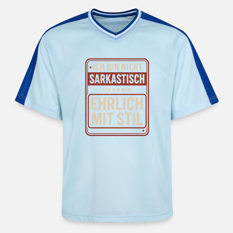 Pas sarcastique – honnête avec style - T-shirt de foot unisexe en mesh - bleu clair/bleu foncé