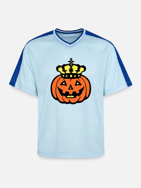 Halloween Pumpkin King Crown King Pumpkin Ruler - Unisex Football Style Mesh T-Shirt - light blue/dark blue