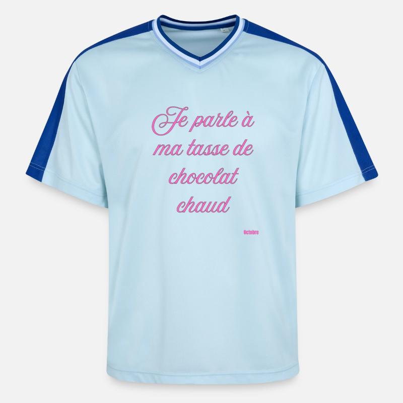 Tasse Chocolat Chaud Script Rose - T-shirt de foot unisexe en mesh - bleu clair/bleu foncé